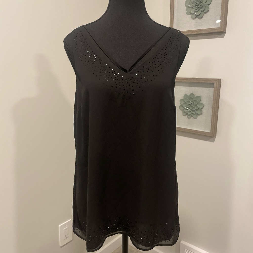 Never Worn! Reitmans Black Blouse with Sparkly Beaded Accents